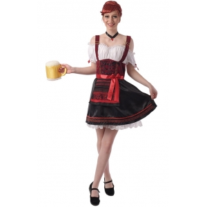 Bavarian Costume Red Beer Girl Costume - Womens Oktoberfest Costumes